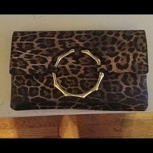 vegan cheetah print clutch handbag
